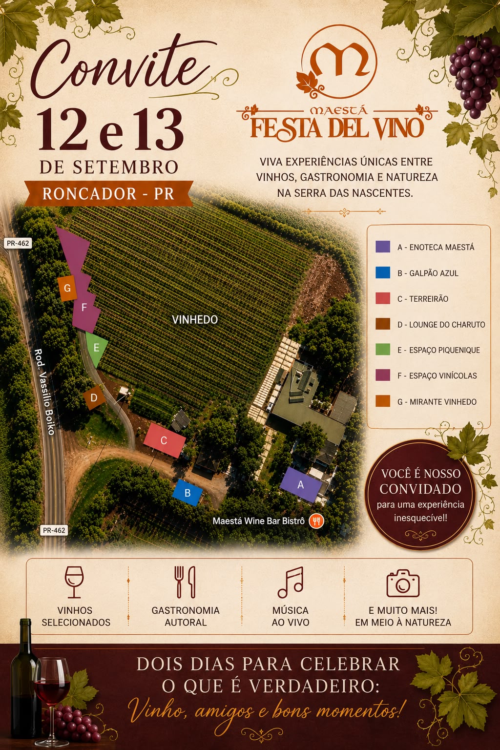 Mapa dos espaços da Maestá Festa del Vino na Enoteca Maestá